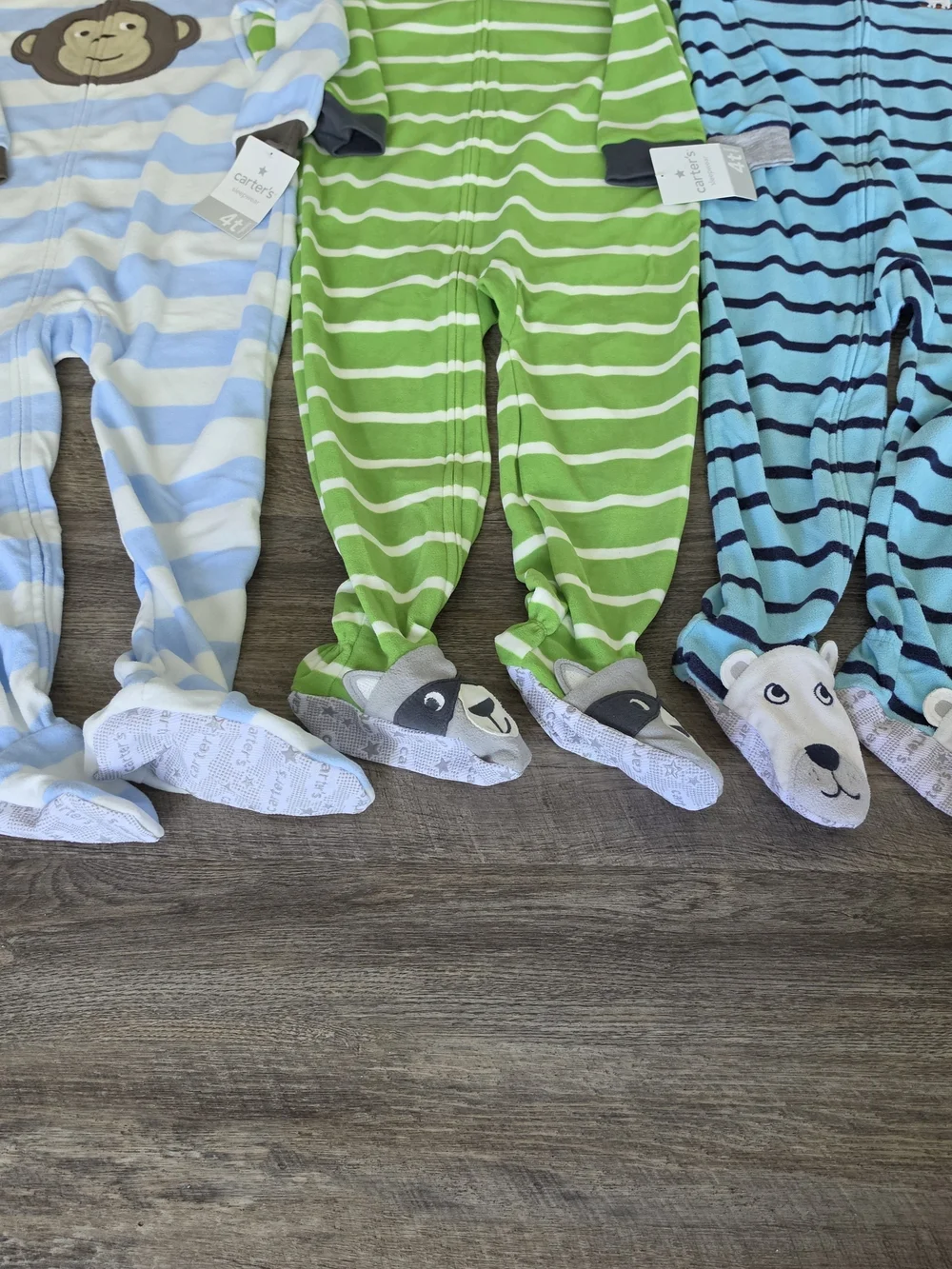 3 NEW Carters Fleece Pajamas -4T